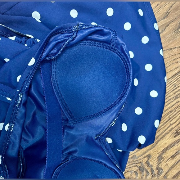 Land’s End Polka Dot Wrap One Piece Swim Dress - Picture 7 of 8